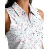 imageG Gradual Womens Golf Shirt Sleeveless Zip Up Polo Shirts for Women Collared Lightweight Tennis Athletic Tank TopWhite Splatter