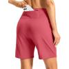 imageWomens Athletic Shorts with Zipper Pocket 7 High Waisted Stretchy Bermuda Shorts for Women Workout Running CasualBriar Rose