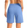 imageWomens Athletic Shorts with Zipper Pocket 7 High Waisted Stretchy Bermuda Shorts for Women Workout Running CasualHaze Blue