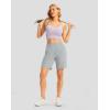 imageWomens Athletic Shorts with Zipper Pocket 7 High Waisted Stretchy Bermuda Shorts for Women Workout Running CasualLight Grey