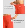 imageWomens Athletic Shorts with Zipper Pocket 7 High Waisted Stretchy Bermuda Shorts for Women Workout Running CasualOrange Red