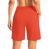 imageWomens Athletic Shorts with Zipper Pocket 7 High Waisted Stretchy Bermuda Shorts for Women Workout Running CasualOrange Red
