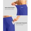 imageWomens Athletic Shorts with Zipper Pocket 7 High Waisted Stretchy Bermuda Shorts for Women Workout Running CasualRoyal Blue