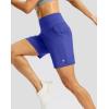 imageWomens Athletic Shorts with Zipper Pocket 7 High Waisted Stretchy Bermuda Shorts for Women Workout Running CasualRoyal Blue