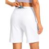 imageWomens Athletic Shorts with Zipper Pocket 7 High Waisted Stretchy Bermuda Shorts for Women Workout Running CasualWhite