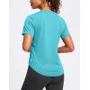imageWomens Workout Tops VNeck Short Sleeve UPF 50 Sun Shirt Moisture Wicking Quick Dry Top for Gym Running AthleticCyan