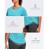 imageWomens Workout Tops VNeck Short Sleeve UPF 50 Sun Shirt Moisture Wicking Quick Dry Top for Gym Running AthleticCyan