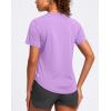 imageWomens Workout Tops VNeck Short Sleeve UPF 50 Sun Shirt Moisture Wicking Quick Dry Top for Gym Running AthleticLight Purple