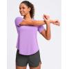 imageWomens Workout Tops VNeck Short Sleeve UPF 50 Sun Shirt Moisture Wicking Quick Dry Top for Gym Running AthleticLight Purple