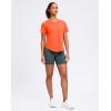 imageWomens Workout Tops VNeck Short Sleeve UPF 50 Sun Shirt Moisture Wicking Quick Dry Top for Gym Running AthleticOrange