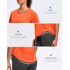 imageWomens Workout Tops VNeck Short Sleeve UPF 50 Sun Shirt Moisture Wicking Quick Dry Top for Gym Running AthleticOrange