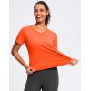 imageWomens Workout Tops VNeck Short Sleeve UPF 50 Sun Shirt Moisture Wicking Quick Dry Top for Gym Running AthleticOrange