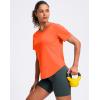 imageWomens Workout Tops VNeck Short Sleeve UPF 50 Sun Shirt Moisture Wicking Quick Dry Top for Gym Running AthleticOrange