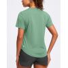 imageWomens Workout Tops VNeck Short Sleeve UPF 50 Sun Shirt Moisture Wicking Quick Dry Top for Gym Running AthleticSage Green