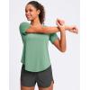 imageWomens Workout Tops VNeck Short Sleeve UPF 50 Sun Shirt Moisture Wicking Quick Dry Top for Gym Running AthleticSage Green