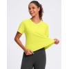 imageWomens Workout Tops VNeck Short Sleeve UPF 50 Sun Shirt Moisture Wicking Quick Dry Top for Gym Running AthleticYellow