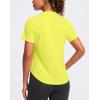 imageWomens Workout Tops VNeck Short Sleeve UPF 50 Sun Shirt Moisture Wicking Quick Dry Top for Gym Running AthleticYellow
