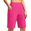 imageG GRADUAL Womens 11 Long Swim Board Shorts High Waisted Knee Length Beach Swimming Shorts for Women with Pockets LinerRosy