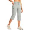 imageG GRADUAL Womens Capri Pants with 3 Zipper Pockets Lightweight Quick Dry Hiking Travel Capris Pants for Women Casual SummerBright Grey