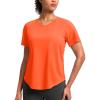imageWomens Workout Tops VNeck Short Sleeve UPF 50 Sun Shirt Moisture Wicking Quick Dry Top for Gym Running AthleticOrange