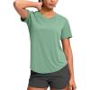 imageWomens Workout Tops VNeck Short Sleeve UPF 50 Sun Shirt Moisture Wicking Quick Dry Top for Gym Running AthleticSage Green