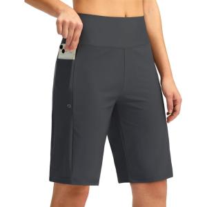 imageG GRADUAL Womens 11 Long Swim Board Shorts High Waisted Knee Length Beach Swimming Shorts for Women with Pockets LinerDark Grey