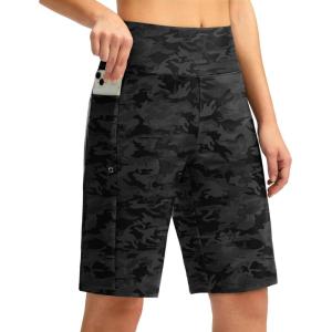 imageG GRADUAL Womens 11 Long Swim Board Shorts High Waisted Knee Length Beach Swimming Shorts for Women with Pockets LinerGrey Camo