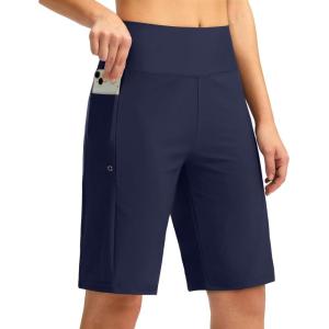 imageG GRADUAL Womens 11 Long Swim Board Shorts High Waisted Knee Length Beach Swimming Shorts for Women with Pockets LinerNavy