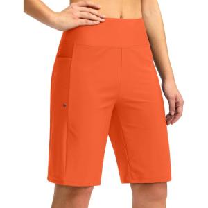 imageG GRADUAL Womens 11 Long Swim Board Shorts High Waisted Knee Length Beach Swimming Shorts for Women with Pockets LinerOrange