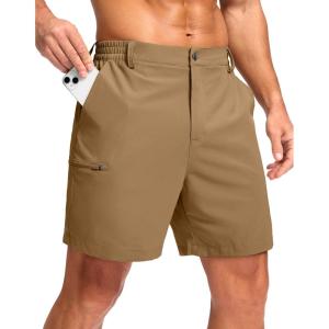 imageG Gradual Mens Casual Shorts 7 9 5 Lightweight 4 Pockets Stretch QuickDry Summer Shorts for Golf Work Hiking TripsDark Khaki