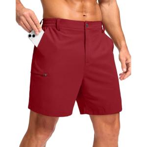 imageG Gradual Mens Casual Shorts 7 9 5 Lightweight 4 Pockets Stretch QuickDry Summer Shorts for Golf Work Hiking TripsRed