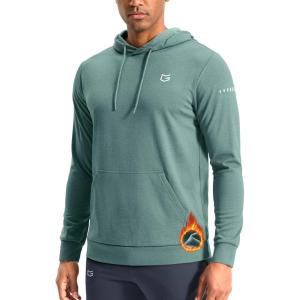 imageG Gradual Mens Fleece Hoodie Long Sleeve Athletic Workout Shirts Winter Warm Soft Hooded Sweatshirts for Men with PocketsOberyl Green Heather