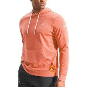 imageG Gradual Mens Fleece Hoodie Long Sleeve Athletic Workout Shirts Winter Warm Soft Hooded Sweatshirts for Men with PocketsOrange Heather