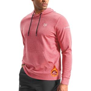 imageG Gradual Mens Fleece Hoodie Long Sleeve Athletic Workout Shirts Winter Warm Soft Hooded Sweatshirts for Men with PocketsRed Heather