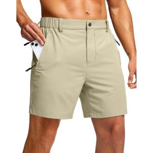 imageG Gradual Mens Shorts 7 5 9 Lightewight Casual Shorts for Men Hiking Golf Shorts with 3 Zipper PocketsLight Khaki
