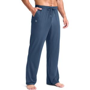 imageG Gradual Mens Yoga Sweatpant Lounge Casual Pants Open Bottom Straight Leg Athletic Sweat Pants with PocketsSlate Blue
