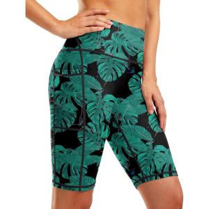 imageG Gradual Womens 9 High Waisted Swim Board Shorts Tummy Control Swimsuit Bottoms for Women with Liner PocketsLeaf