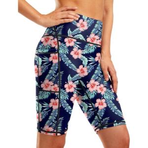 imageG Gradual Womens 9 High Waisted Swim Board Shorts Tummy Control Swimsuit Bottoms for Women with Liner PocketsNavy Flower