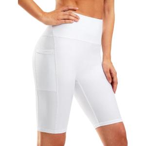 imageG Gradual Womens 9 High Waisted Swim Board Shorts Tummy Control Swimsuit Bottoms for Women with Liner PocketsWhite