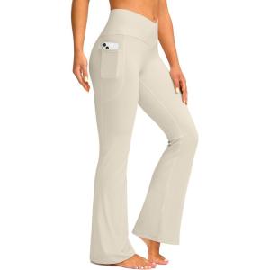 imageG Gradual Womens Flare Leggings Crossover Yoga Pants 2930532 High Waist Bell Bottom Pants for Women with PocketsTaupe