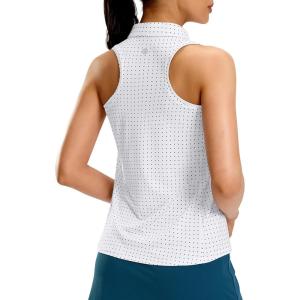 imageG Gradual Womens Golf Shirt Racerback Tank Zip Up Athletic Sleeveless Top Tennis Pickleball Cooling Polo Shirts LightweightBlack Dot