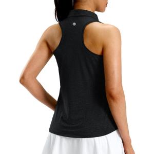 imageG Gradual Womens Golf Shirt Racerback Tank Zip Up Athletic Sleeveless Top Tennis Pickleball Cooling Polo Shirts LightweightHeather Carbon
