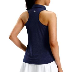 imageG Gradual Womens Golf Shirt Racerback Tank Zip Up Athletic Sleeveless Top Tennis Pickleball Cooling Polo Shirts LightweightHeather Navy