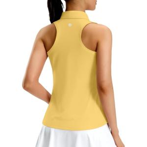 imageG Gradual Womens Golf Shirt Racerback Tank Zip Up Athletic Sleeveless Top Tennis Pickleball Cooling Polo Shirts LightweightHeather Yellow