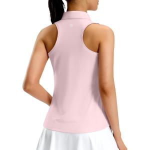 imageG Gradual Womens Golf Shirt Racerback Tank Zip Up Athletic Sleeveless Top Tennis Pickleball Cooling Polo Shirts LightweightPeach