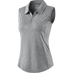 imageG Gradual Womens Golf Shirts Lightweight 14 Zip Collared Tank Top Sleeveless Polo Shirts for Tennis Pickleball CasualHeather Grey