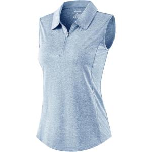 imageG Gradual Womens Golf Shirts Lightweight 14 Zip Collared Tank Top Sleeveless Polo Shirts for Tennis Pickleball CasualHeather Grey Blue