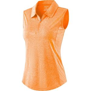 imageG Gradual Womens Golf Shirts Lightweight 14 Zip Collared Tank Top Sleeveless Polo Shirts for Tennis Pickleball CasualHeather Orange