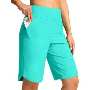 imageG Gradual Womens High Waisted Swim Board Shorts 11 Knee Length Beach Swimming Long Shorts for Women with Pockets LinerCyan