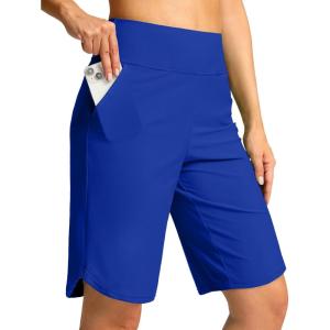imageG Gradual Womens High Waisted Swim Board Shorts 11 Knee Length Beach Swimming Long Shorts for Women with Pockets LinerDeep Blue
